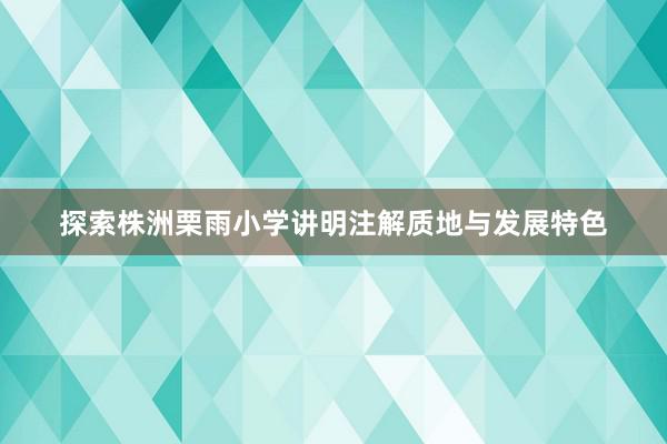 探索株洲栗雨小学讲明注解质地与发展特色